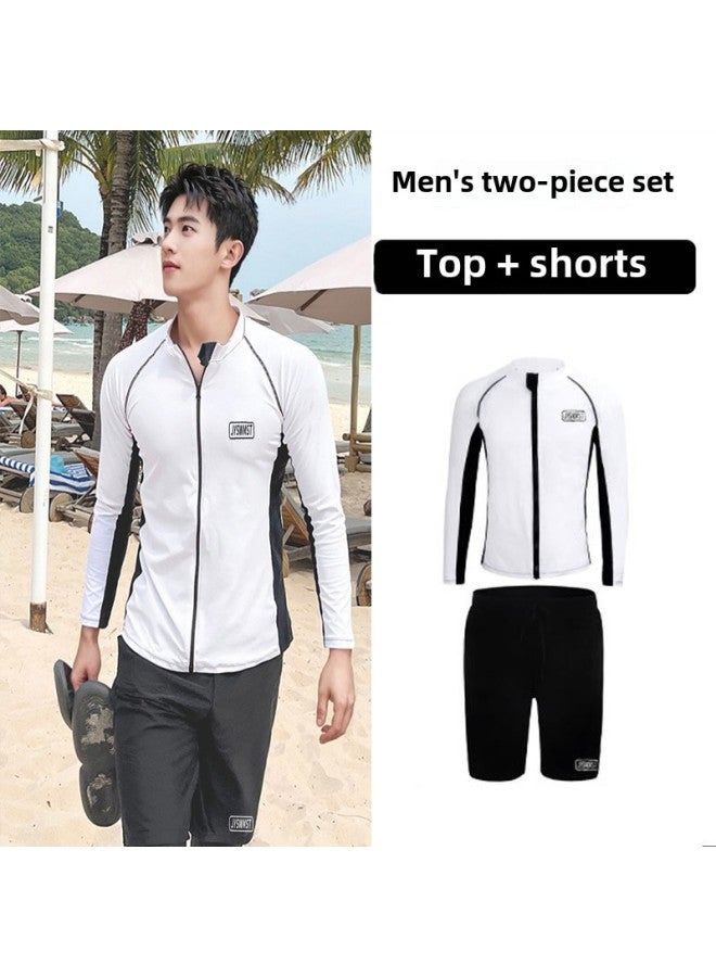 Generic Wetsuit Men's Top Sunscreen Quick-drying Scuba Suit Surfsuit Long-sleeved Warm Swimsuit Jellyfish Suit Swimming Jacket-Color:611 Men's Two-piece Set-Size:XL - Image 1