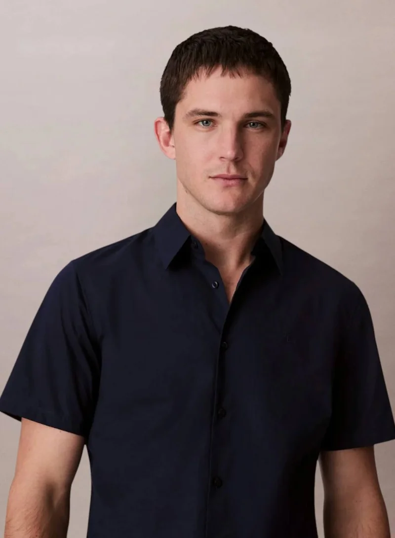 Calvin Klein Dark Sapphire Cotton Stretch Slim Button-Down Shirt for Men | Best Price UAE