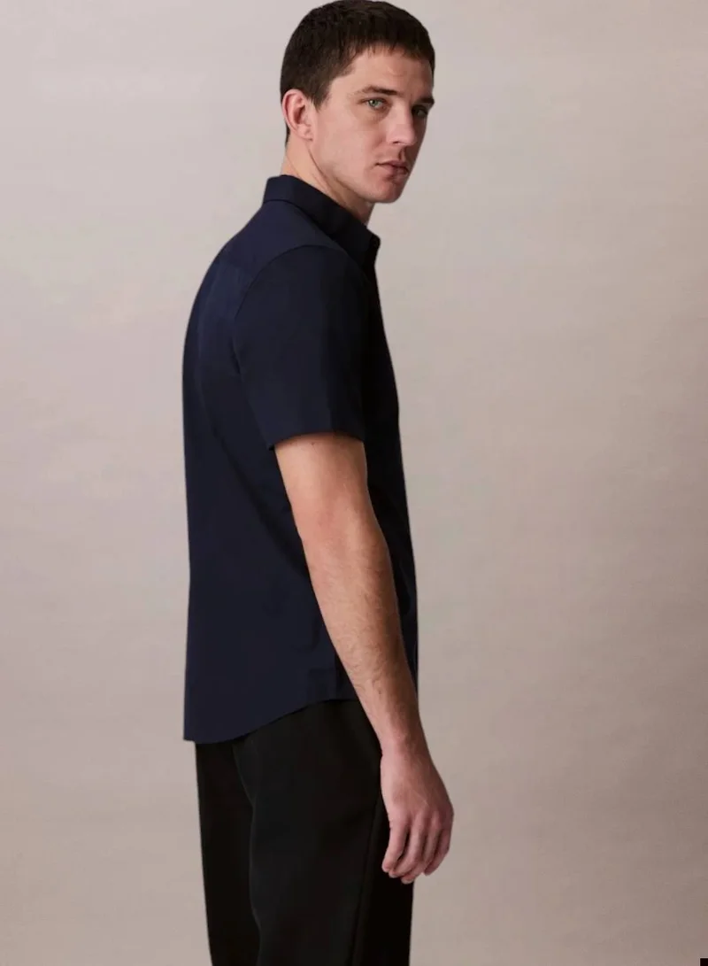 Calvin Klein Dark Sapphire Cotton Stretch Slim Button-Down Shirt for Men | Best Price UAE