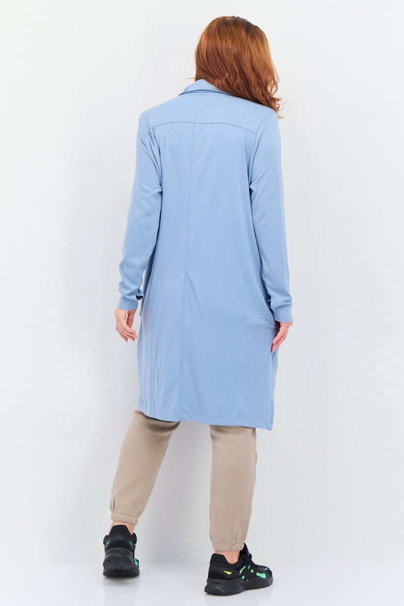 Jones New York كارديجان نسائي بأكمام طويلة وفتحة أمامية، لون أزرق رمادي - Image 4