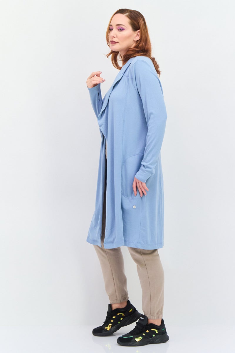 Jones New York كارديجان نسائي بأكمام طويلة وفتحة أمامية، لون أزرق رمادي - Image 2