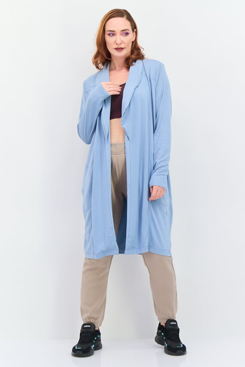 Jones New York كارديجان نسائي بأكمام طويلة وفتحة أمامية، لون أزرق رمادي - Image 1