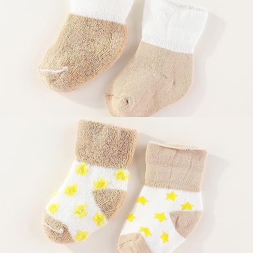 MAMIMAKA Baby Girls Caps Mittens and Thick Warm Socks Cotton Newborn Essentials Accessories (Hats+Gloves+Terry Socks),0-6 Months - Image 5