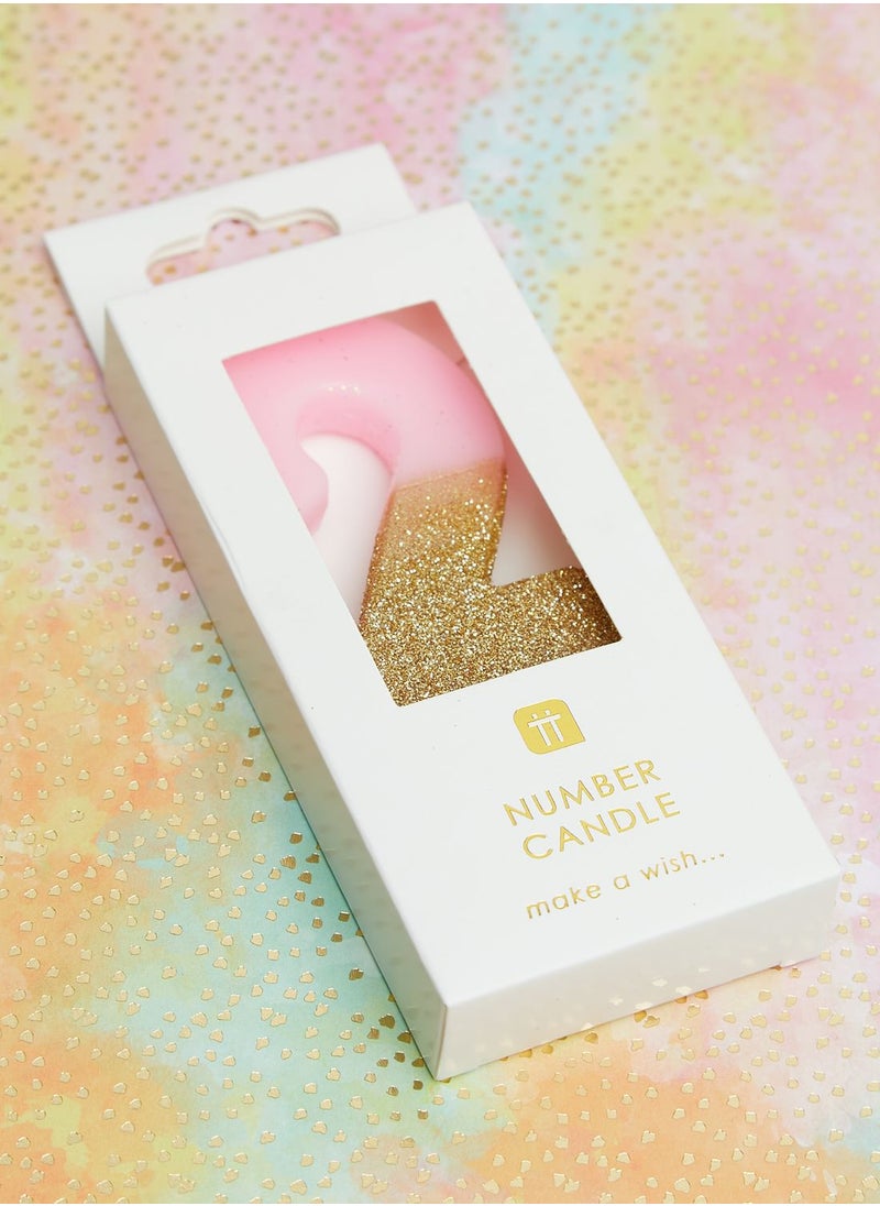 Talking Tables - Glitter Number 2 Candle - Image 1