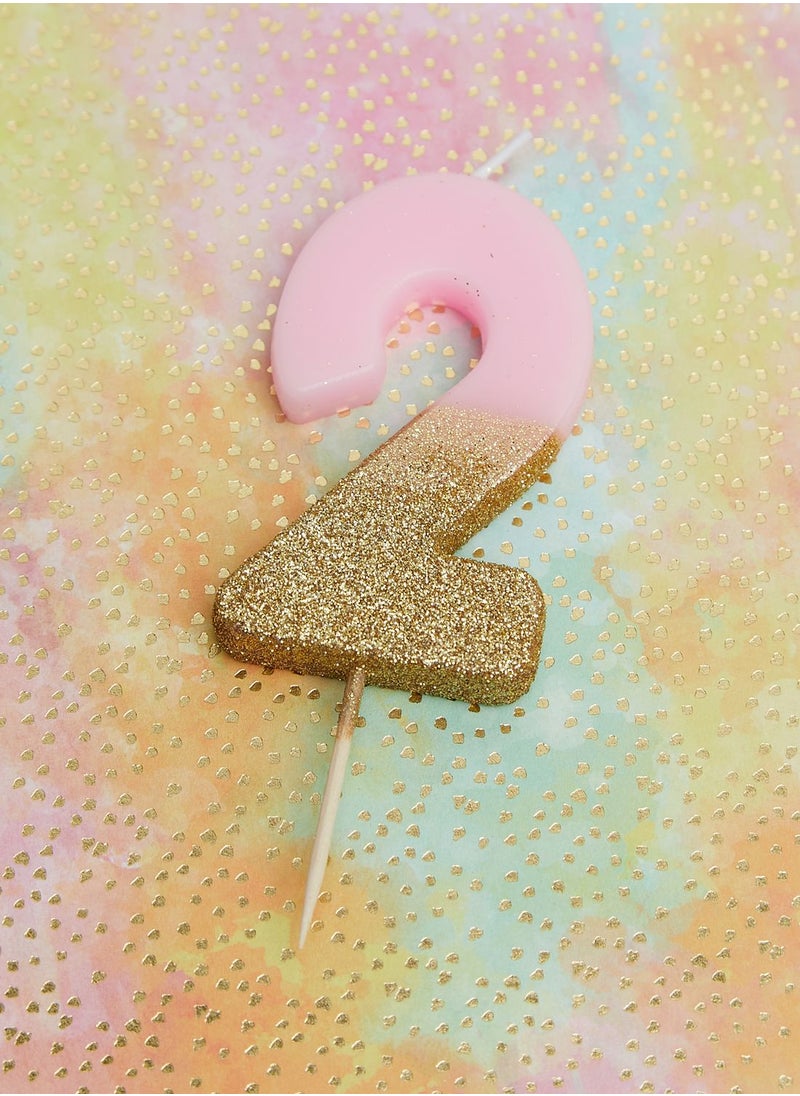 Talking Tables - Glitter Number 2 Candle - Image 1