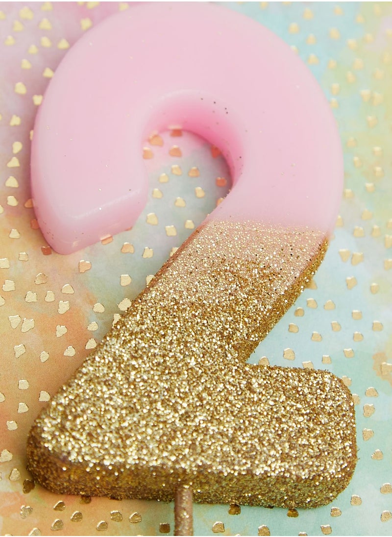 Talking Tables - Glitter Number 2 Candle - Image 1