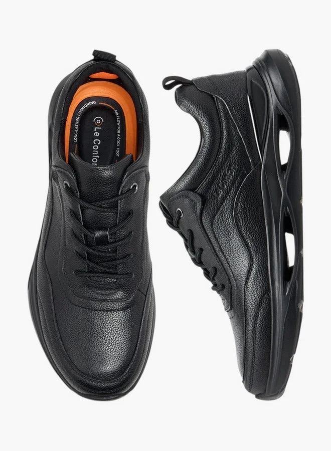 Le Confort BLACK Men Panelled Lace-Up Sneakers  | Best Price UAE