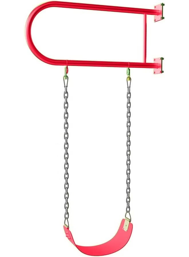 فيتنس ورلد أرجوحة حائط مصنوعة من الحديد بمقعد متأرجح وسلاسل للانشطة الخارجية , مقعد حديدي متأرجح عالي التحمل مع سلسلة حديدي , مرجيحة أطفال للملعب والفناء الخلفي وغرفة اللعب مع سلسلة مغطاة بالبلاستيك وخطافات - Image 1
