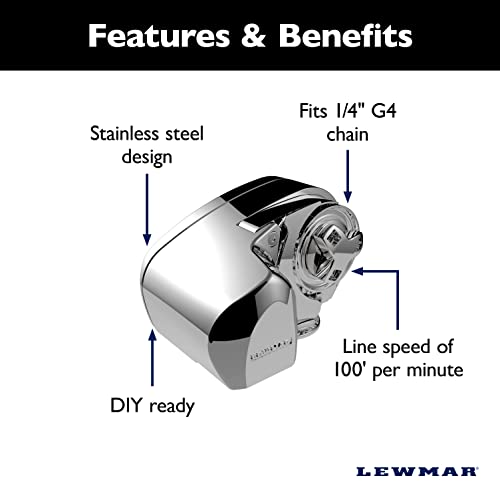 Lewmar 12V/700-Watt Pro-Series Gypsy with 316 Stainless Steel for Boats 20'-38' with 1/4" G4 Chain, Max Pull 700 lbs. - 2020201157 - Image 4