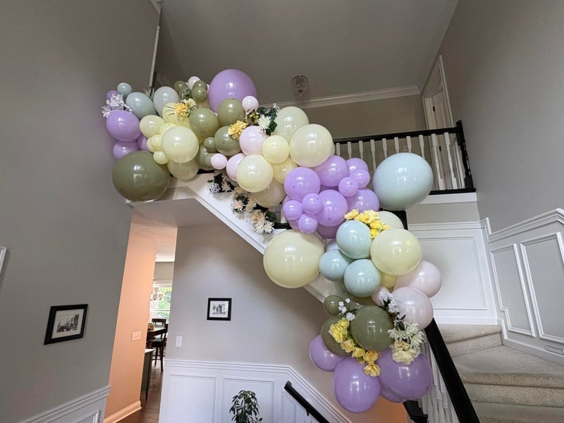 JOYFLOAT Purple Green Pink Yellow Balloons, 60Pcs 12 Inch Pastel Balloons Include Sage green Pastel Purple Pink Yellow Light Green balloons for Wildflower Baby Shower Wedding Birthday Party Decorations - Image 4