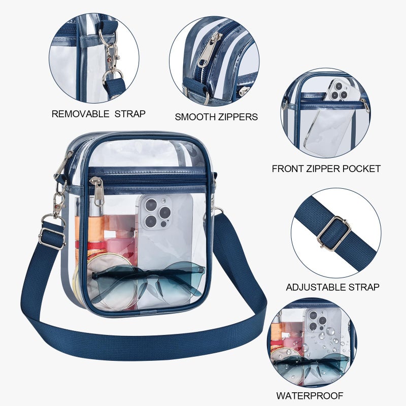 USPECLARE Clear Purse Stadium Transparent Messenger Bag Stadium Approved for Men and Women Clear CrossBody Bag - Image 2