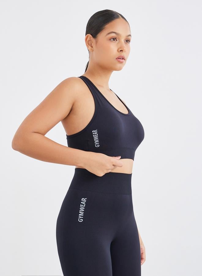 Styli Text Detail Seamless Side Sports Bra and Leggings Set - Image 2