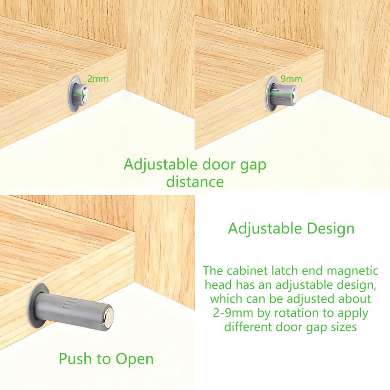 bjsdkff 10PCS Magnetic Push Latches for Cabinet Push to Open Door Latch, Gray Soft Quiet Close Closers, Plastic Damper Buffer Push for Kitchen Drawer Door - Image 5
