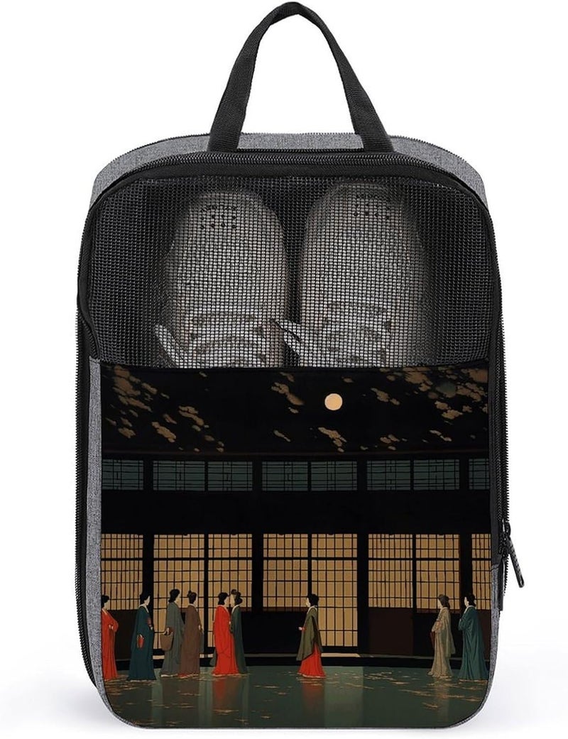 Oriental Style Girl Shoe Bags Foldable Breathable Portable Shoe Puches Organizer Stylish Expandable Packing Travel Shoes Bags for Sneakers Gym Luggage Closet - Image 1
