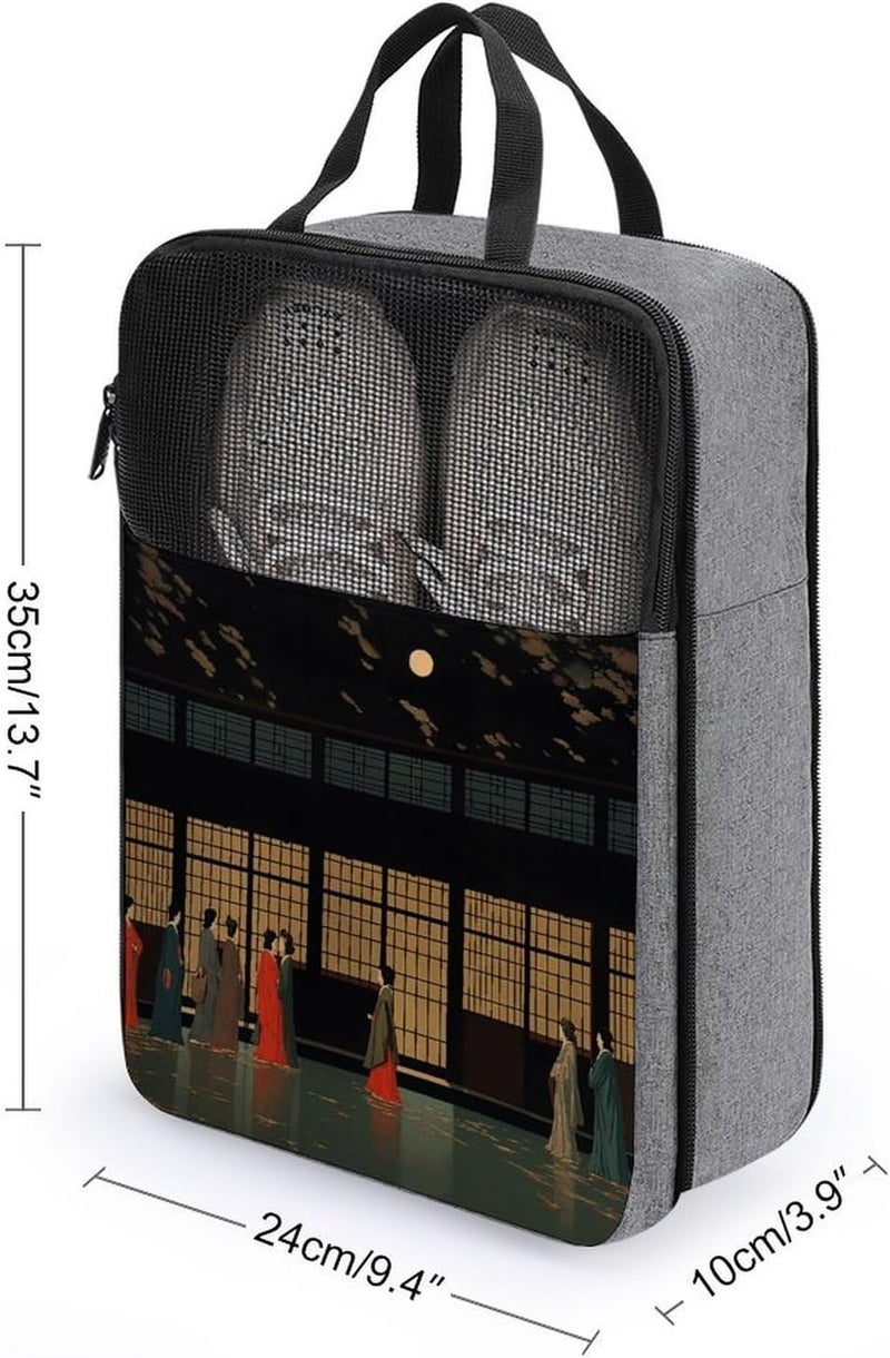 Oriental Style Girl Shoe Bags Foldable Breathable Portable Shoe Puches Organizer Stylish Expandable Packing Travel Shoes Bags for Sneakers Gym Luggage Closet - Image 2