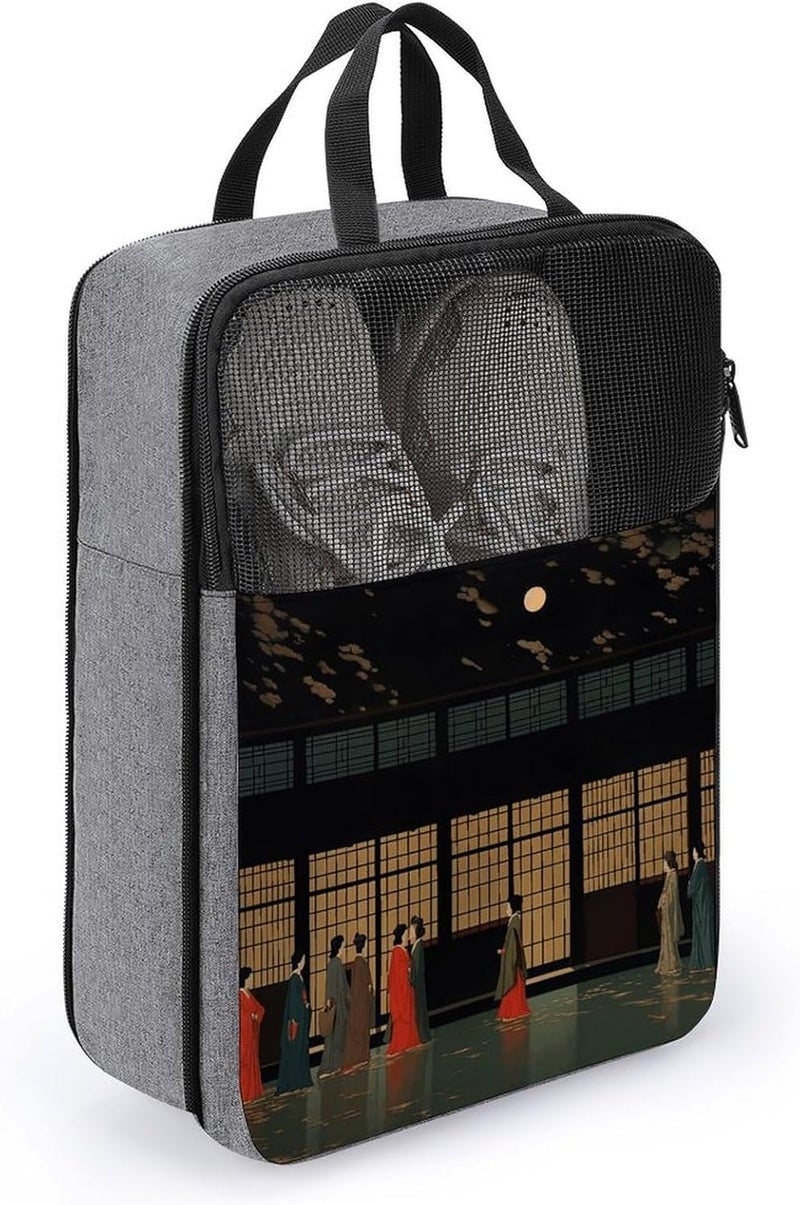 Oriental Style Girl Shoe Bags Foldable Breathable Portable Shoe Puches Organizer Stylish Expandable Packing Travel Shoes Bags for Sneakers Gym Luggage Closet - Image 3