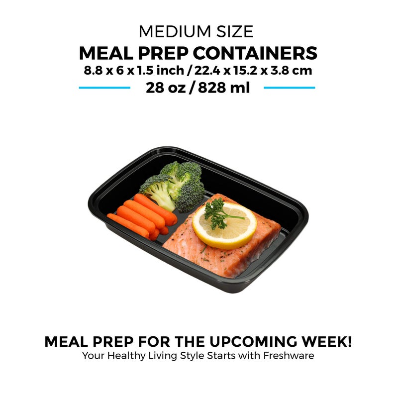 Freshware Meal Prep Containers 1 Compartment Food Storage Containers with Lids, Bento Box, BPA Free, Stackable, Microwave/Dishwasher/Freezer Safe (28 oz), 50 Count (Pack of 1) - Image 5