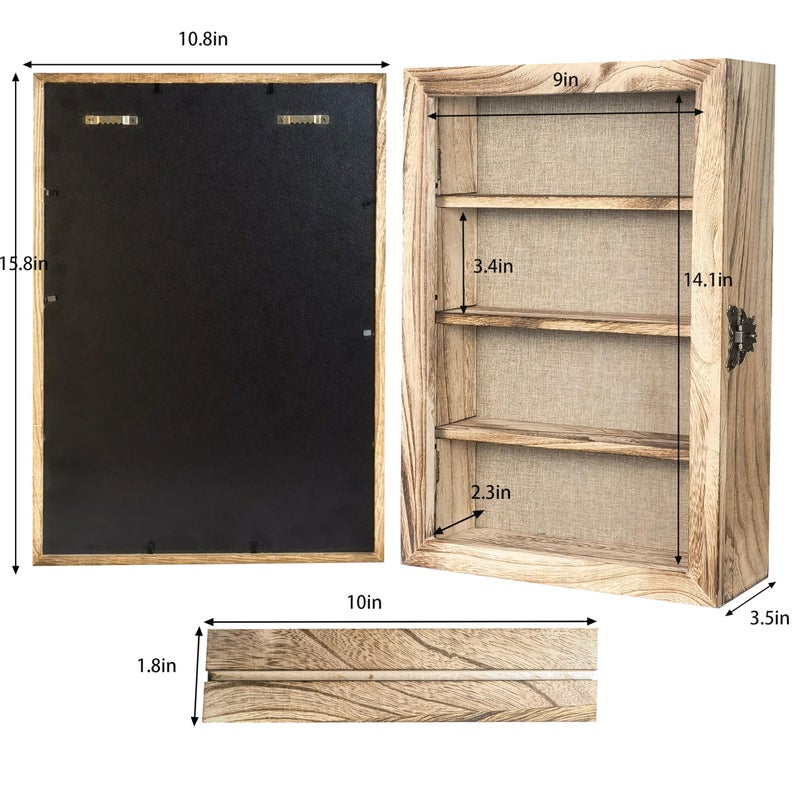 Houstimi Original Wood 11x16 Large Shadow Box Frame Deep Shadow Box with Shelves Memorial Shadow Box Display Case with Linen Back for Handicrafts,Picture Frames,Medals, Coins,Pins Collection and More - Image 4