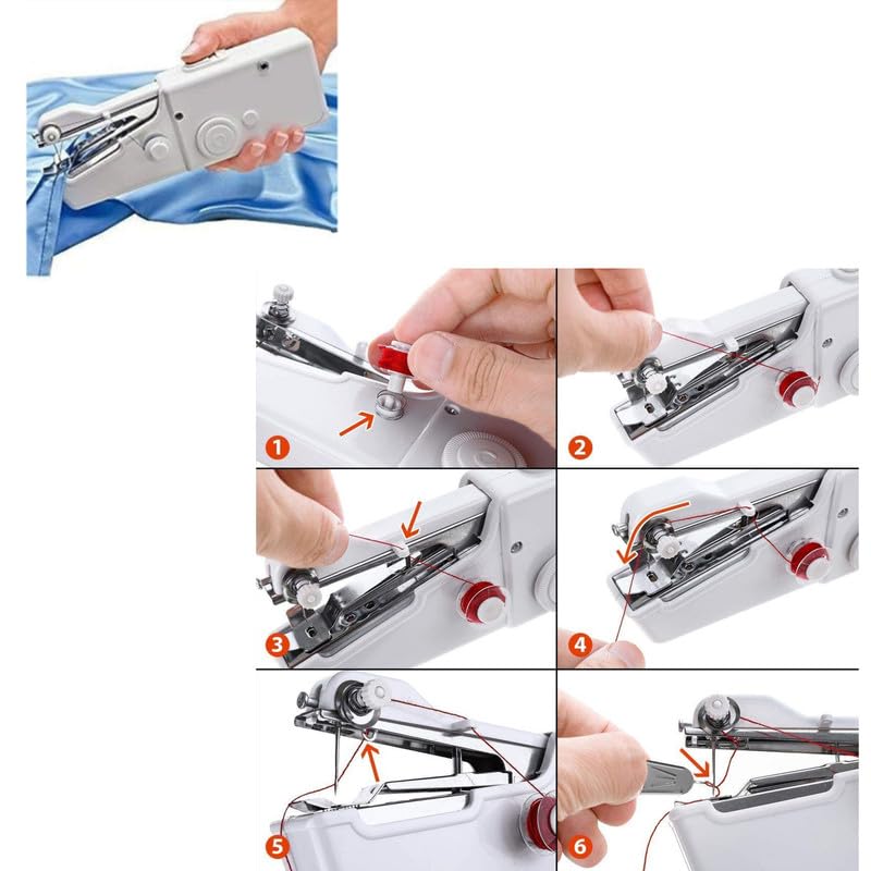 ABUDIT Sewing Machine Handy Mini Portable Cordless Stitching Handheld Manual White Sewing Machine for Home Tailoring Hand Machine Multicolor - Image 5