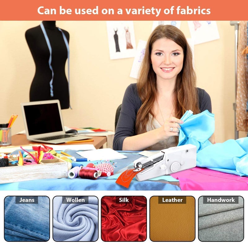 ABUDIT Sewing Machine Handy Mini Portable Cordless Stitching Handheld Manual White Sewing Machine for Home Tailoring Hand Machine Multicolor - Image 2