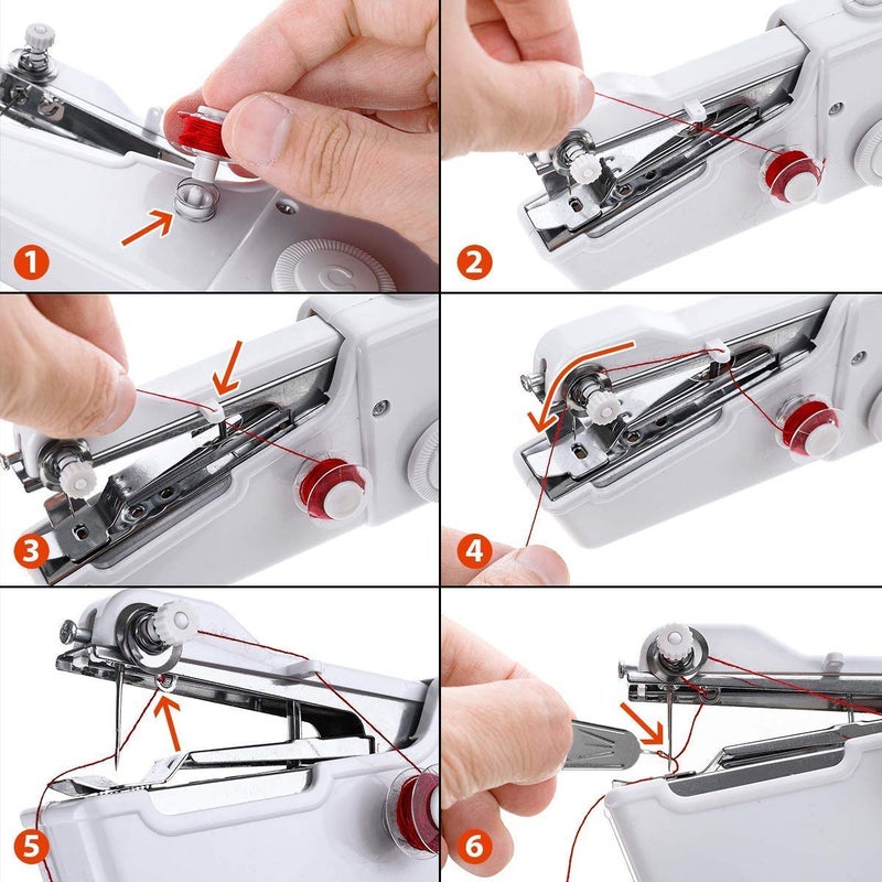 ABUDIT Sewing Machine Handy Mini Portable Cordless Stitching Handheld Manual White Sewing Machine for Home Tailoring Hand Machine Multicolor - Image 4