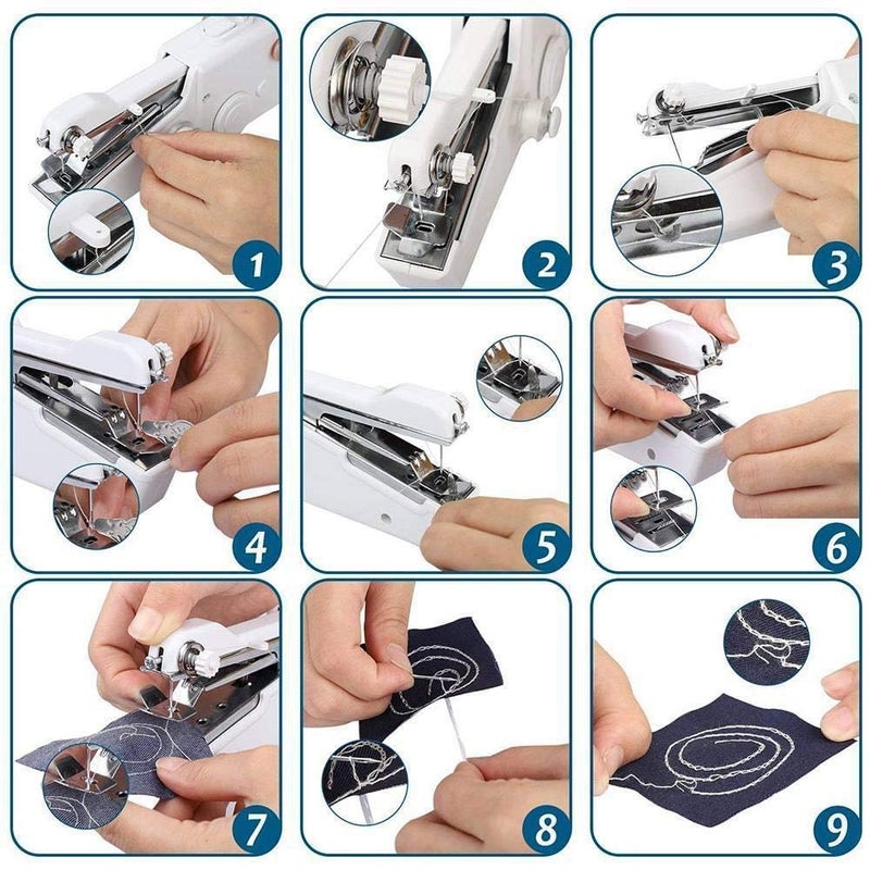 ABUDIT Sewing Machine Handy Mini Portable Cordless Stitching Handheld Manual White Sewing Machine for Home Tailoring Hand Machine Multicolor - Image 3