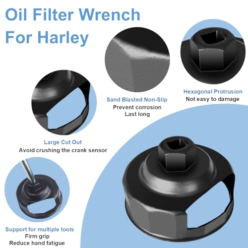 Shonee Oil Filter Wrench for harley, 76mm 14Flutes Oil Filter Cap Removal Tool Socket For Harley Davidson Motorcycle Oil Change Kit - Image 3