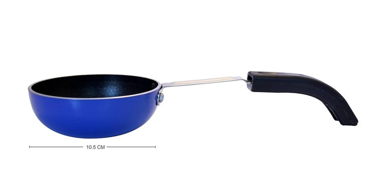 Crystal Eco Plus 8-pc Non-Stick Cookware Set, PFOA Free, Tawa, Kadhai with SS Lid, Fry Pan, Vagariya, Mini Grill Pan, 2 Spatulas, Blue - Image 2