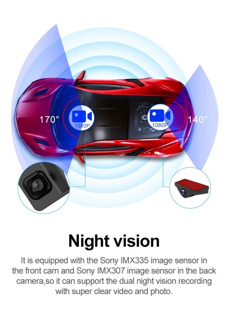 12 inch 4K+2K rearview mirror camera dash cam with GPS WIFI - Image 3