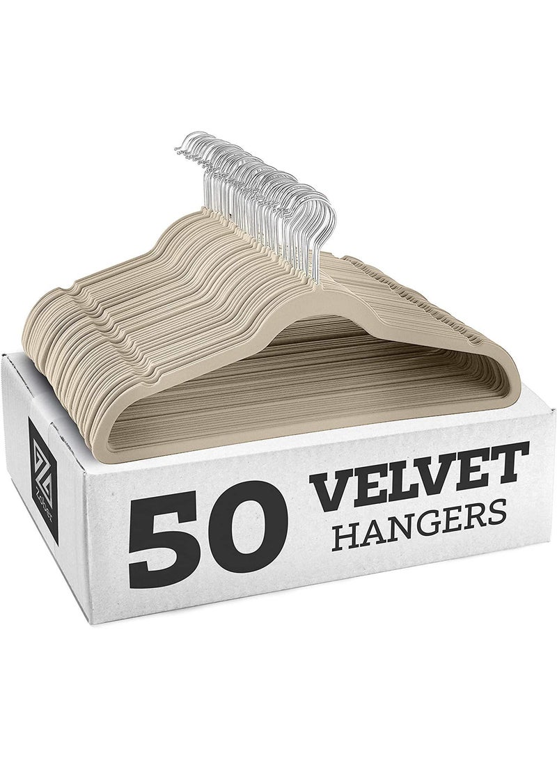 Y&D Ivory Galvanized Hook 50-Piece Flocking Clothes Drying Magic Anti Wrinkle Multi Function Anti Slip Hanger  - Image 1