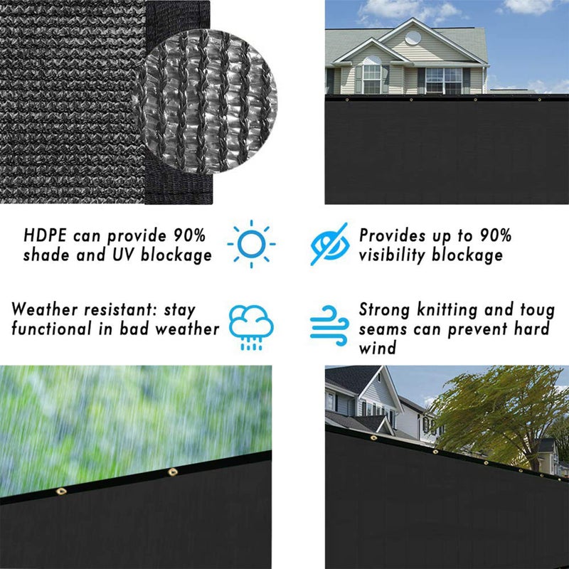 UPGRADE Privacy Screen Fence 4' x 50' Commercial Shade Cover with Brass Grommets Heavy Duty Perfect for Outdoor Back Yard-Black, Customizable - Image 5
