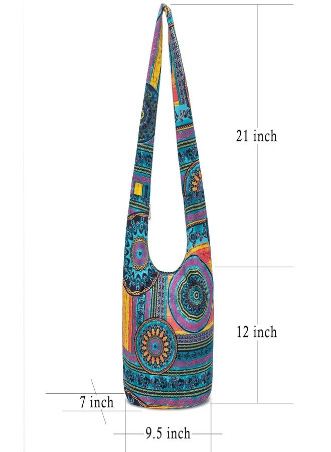 Coton Pose Women Shoulder Handbags Fashion canvas Hippie Crossbody Bags Bohemian Animal Prints Hobo Bags (Green-Purple) - Image 3