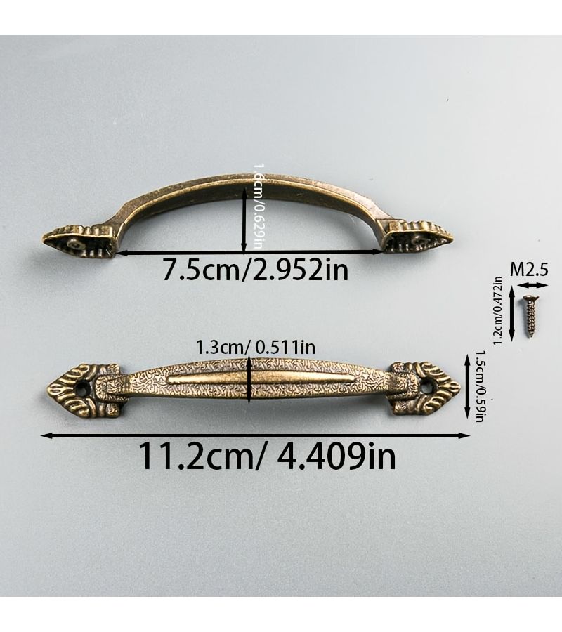6pcs Antique Bronze Textured Handles For Kitchen Wardrobe Doors Furniture Drawer Pulls With 2 Fluted Handles And 4 Screws - Image 3