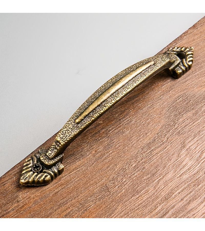 6pcs Antique Bronze Textured Handles For Kitchen Wardrobe Doors Furniture Drawer Pulls With 2 Fluted Handles And 4 Screws - Image 2