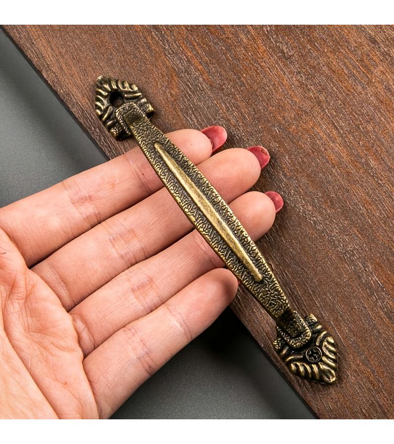 6pcs Antique Bronze Textured Handles For Kitchen Wardrobe Doors Furniture Drawer Pulls With 2 Fluted Handles And 4 Screws - Image 4