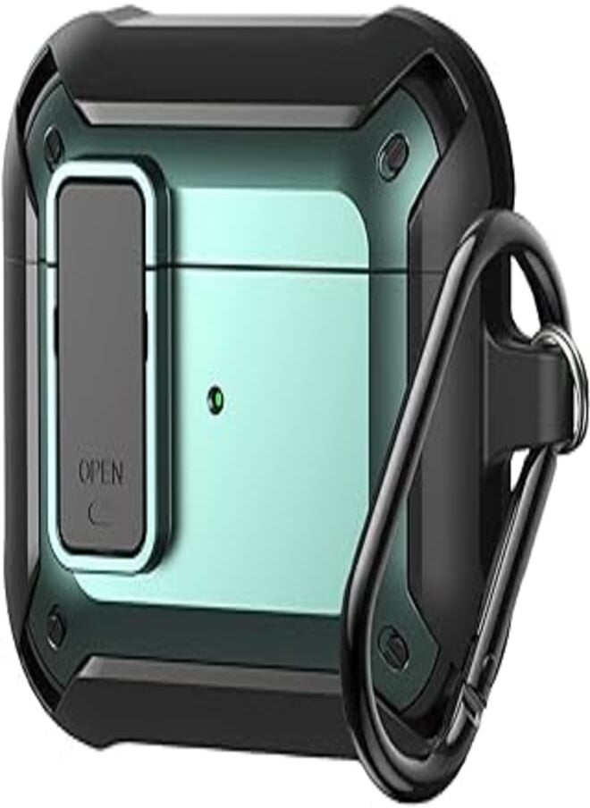 Olytop Olytop Airpods 3 Case Cover 2021, [Secure Lock] Armor Full-Body Rugged Air Pod 3 Generation Protective Case Shockproof Cover Men Women with Keychain for Apple Airpods 3rd Generation Case-Black/Green 