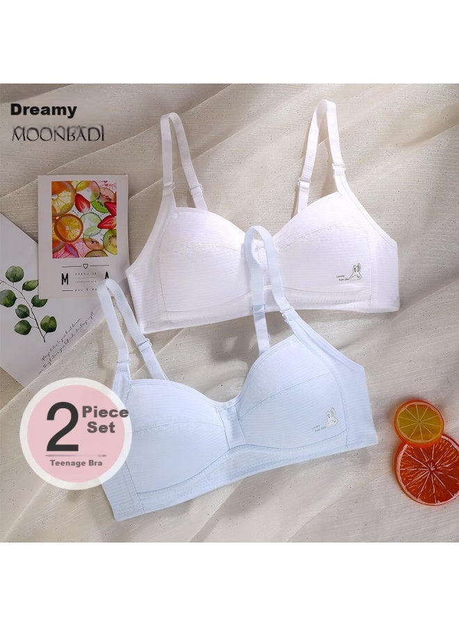 Moonbadi Teenage Girls' Thin Cotton Cup Bra 2-pack, Suitable For 12-16 Years Old, Lightweight, Breathable, No Show, Developmental Bra For Adolescents - Image 1