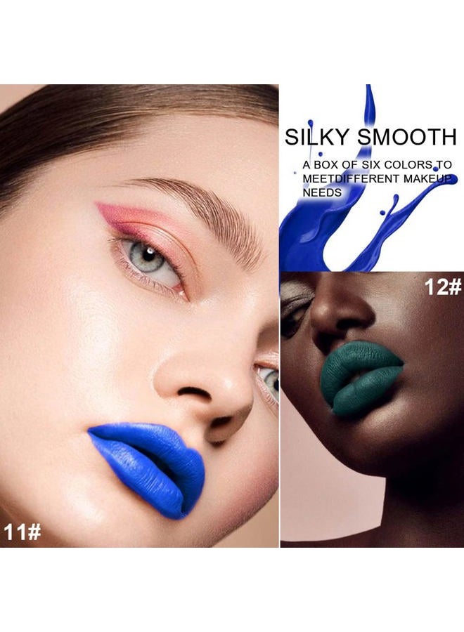 evpct 6 Colors Dark Black Blue Green Purple Rose Red Matte Liquid Lipstick for Women, Wine Lip Tint Stain Makeup Sets Long Lasting Waterproof Wine Bottle Colored 24 Hours Lipstick Lip Stain Peel off - Image 4
