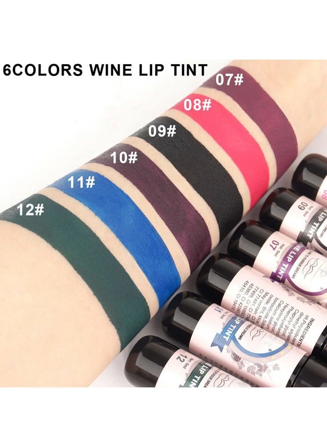 evpct 6 Colors Dark Black Blue Green Purple Rose Red Matte Liquid Lipstick for Women, Wine Lip Tint Stain Makeup Sets Long Lasting Waterproof Wine Bottle Colored 24 Hours Lipstick Lip Stain Peel off - Image 5