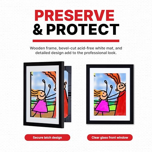 Dynamic Frames Li’l Davinci Art Cabinet, Stores up to 50 Pieces of 8.5 x 11 inch Art, Outer Wooden Frame Dimensions 11.75 x 14.75 inches, Changeable Kids Art Frame, Front Opening, Black - Image 5