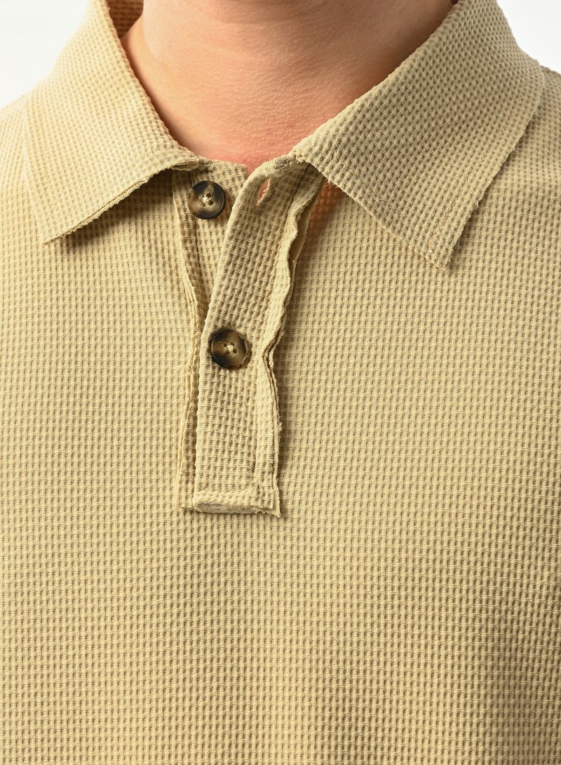 Marrakech Short Sleeves Polo Shirt for Men – Beige - Image 4