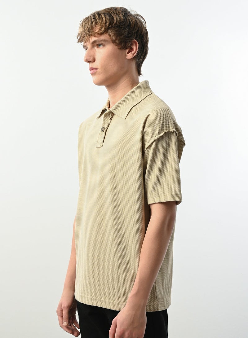 Marrakech Short Sleeves Polo Shirt for Men – Beige - Image 2