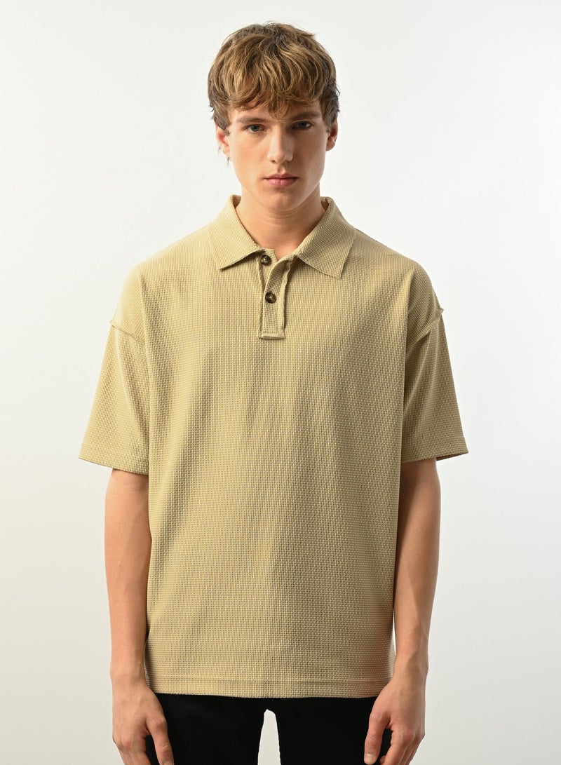 Marrakech Short Sleeves Polo Shirt for Men – Beige - Image 1