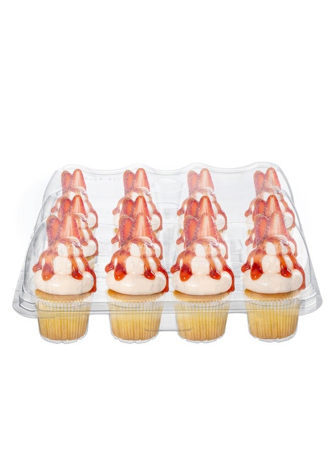 Supellectilem Plastic Cupcake Containers Boxes | 12 Compartment - 8 Pack | Disposable High Dome Dozen Cupcake Holder With Lid Bulk | Extra Sturdy Stackable Cupcake Boxes | Durable Muffin Packaging Transporter To Go - Image 5