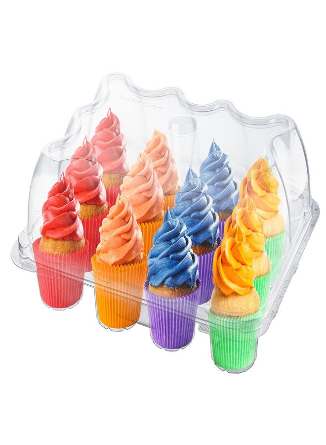 Supellectilem Plastic Cupcake Containers Boxes | 12 Compartment - 8 Pack | Disposable High Dome Dozen Cupcake Holder With Lid Bulk | Extra Sturdy Stackable Cupcake Boxes | Durable Muffin Packaging Transporter To Go - Image 4