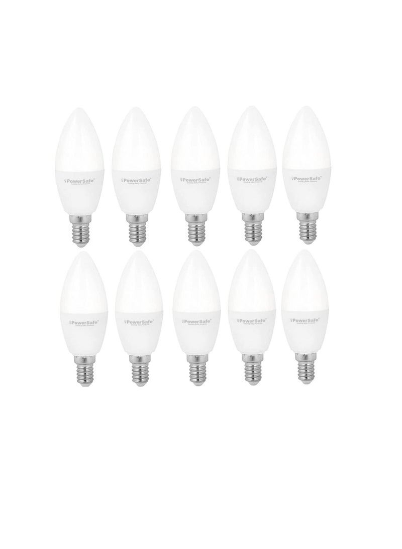 PowerSafe Energy Saving 7W LED Candle Bulb E14 Holder with Surge Protection ESMA Approved Pack of 10 WHITE - Image 1