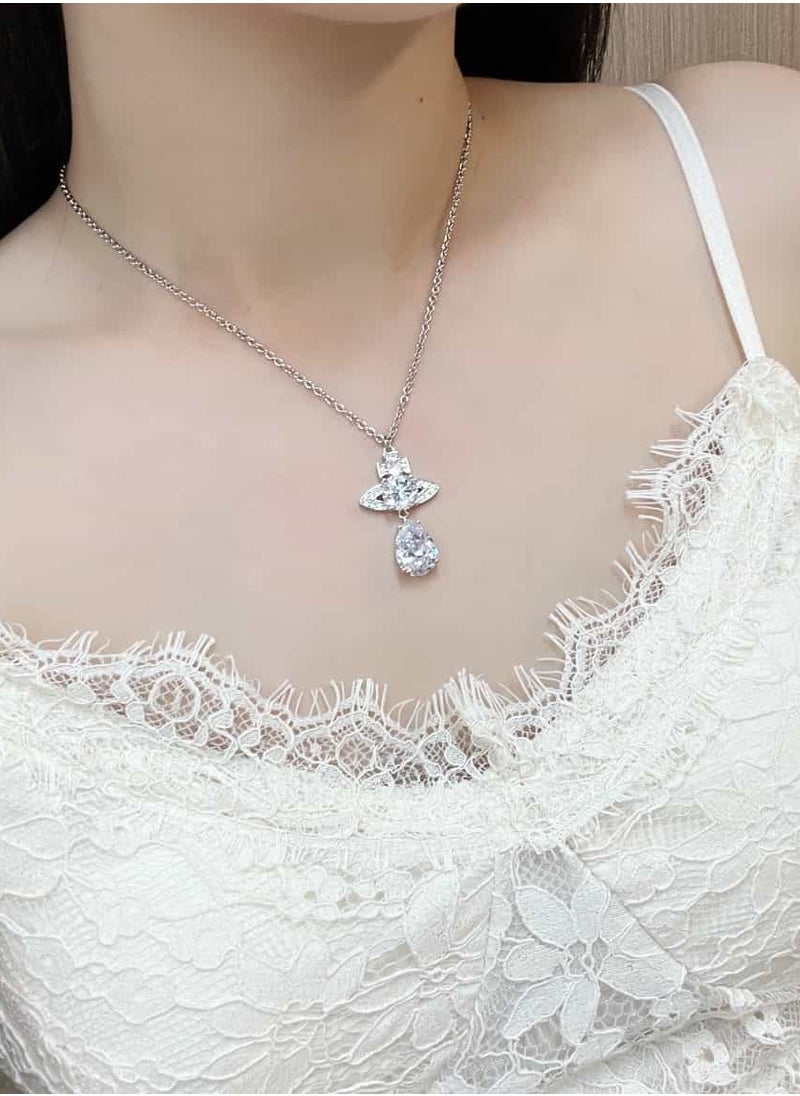 Saturn drop necklace