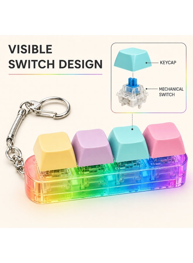 1 Pcs Rainbow Transparent Keyboard Key Fidget Keychain Toy, Portable Press Stress Relief Sensory Toy for Kids Birthday Ramadan Eid Small Daily Gift Packaging - Image 5