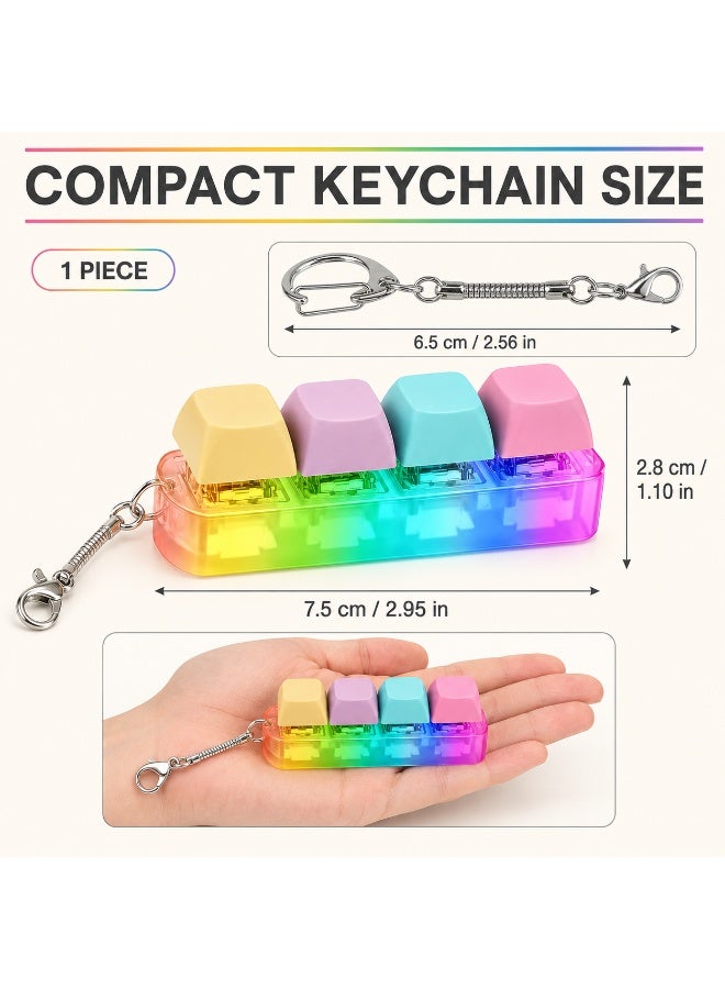 1 Pcs Rainbow Transparent Keyboard Key Fidget Keychain Toy, Portable Press Stress Relief Sensory Toy for Kids Birthday Ramadan Eid Small Daily Gift Packaging - Image 2