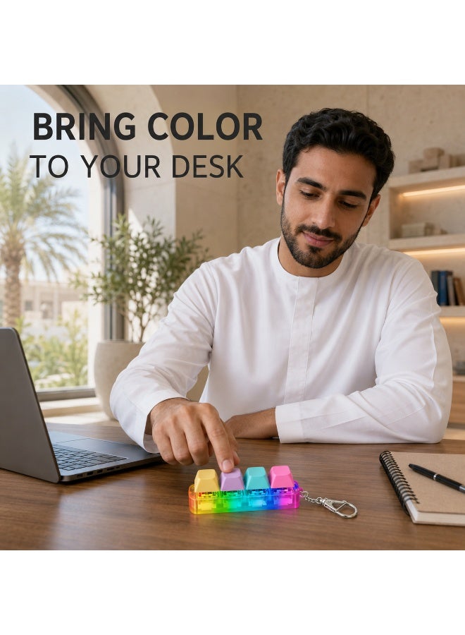 1 Pcs Rainbow Transparent Keyboard Key Fidget Keychain Toy, Portable Press Stress Relief Sensory Toy for Kids Birthday Ramadan Eid Small Daily Gift Packaging - Image 3